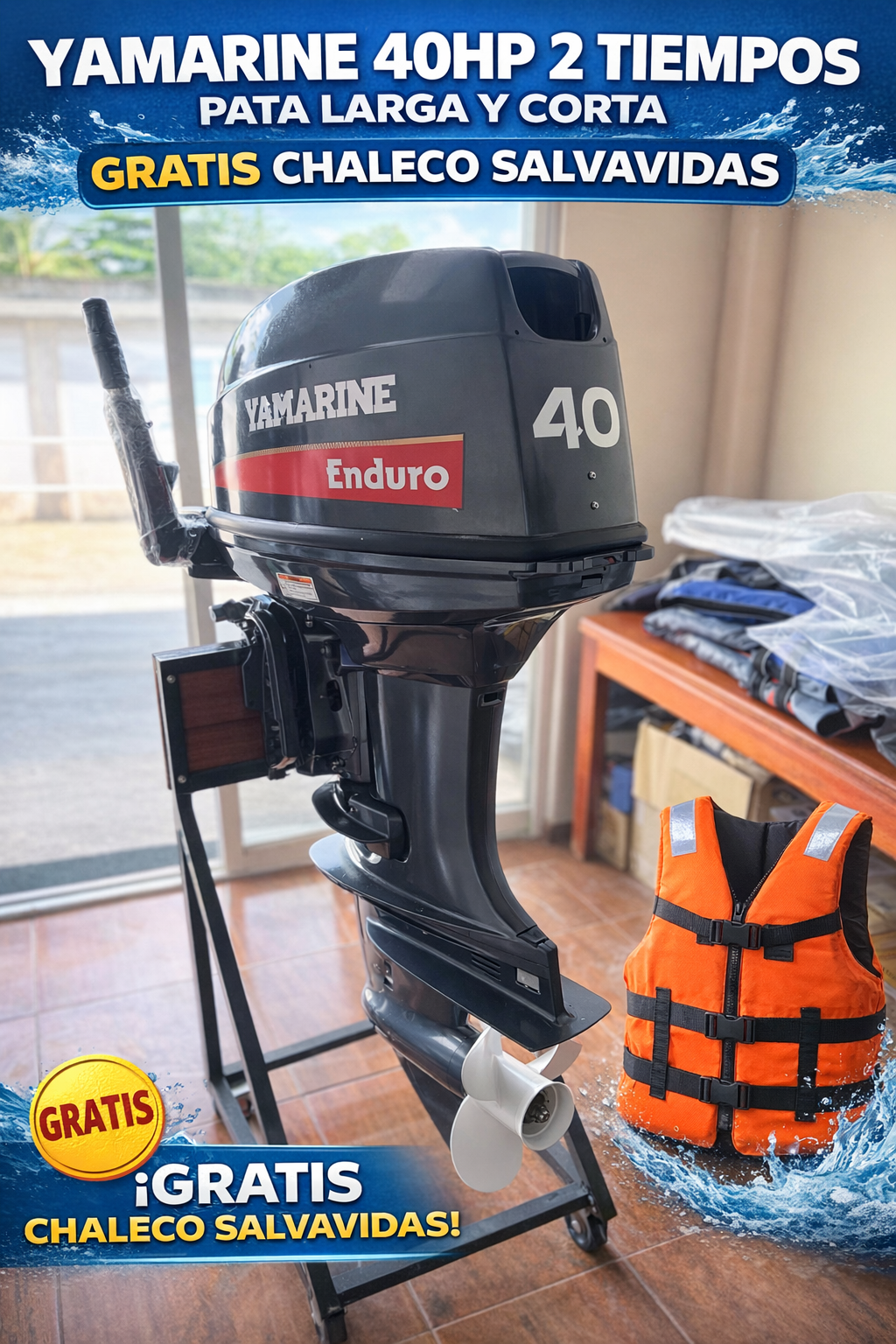 🚤YAMARINE 40Hp-2T tiempos Pata Corta